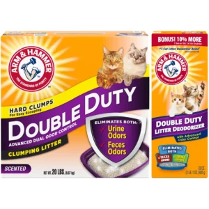 ARM & HAMMER Double Duty Cat Litter, Advanced Odor Control Clumping Cat Litter, Scented, 40 lb