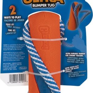 Chuckit! Ultra Bumper Rubber Tug Rope Dog Toy, Medium 9.75, Pack of 1, Orange