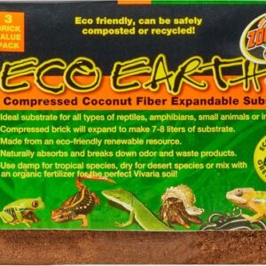 Zoo Med Eco Earth Coconut Fiber Reptile Substrate, 3 Bricks